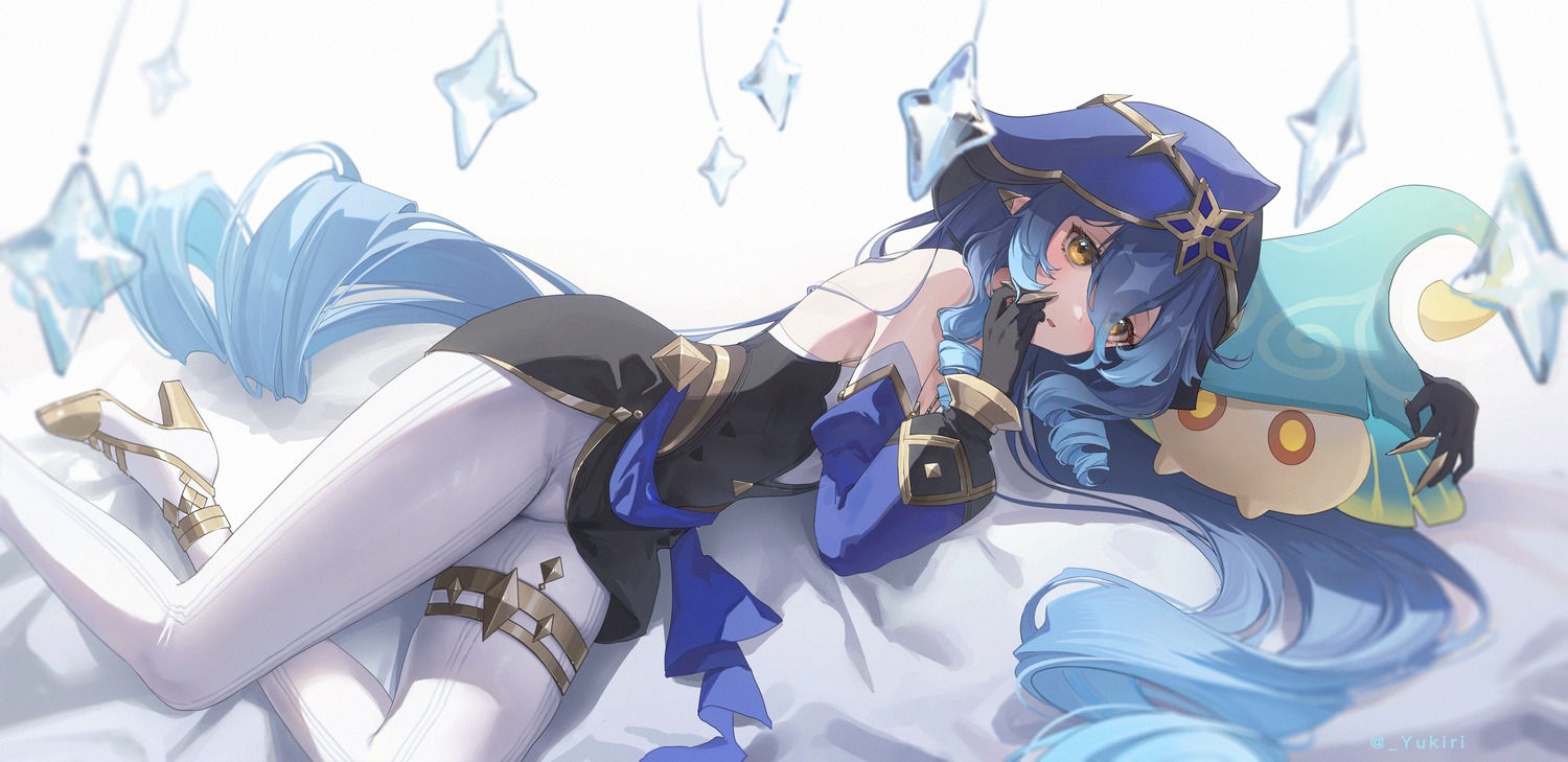 garter, genshin_impact, heels, layla_(genshin_impact), pantyhose, pointy_ears, yukiri_(l_ii)