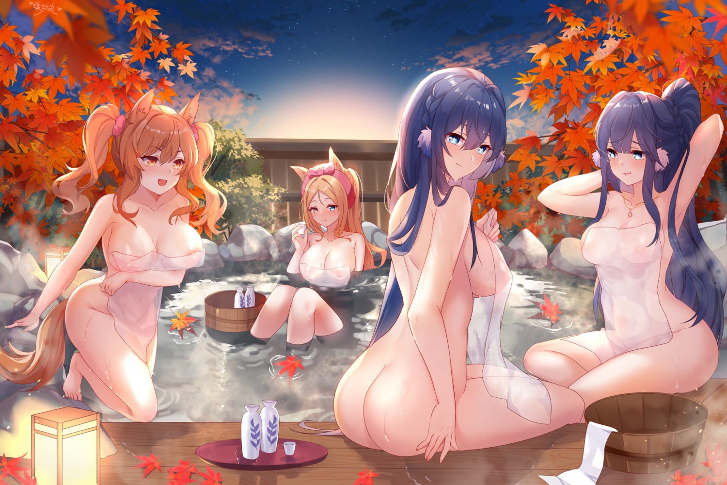 angelina_(arknights), animal_ears, archetto_(arknights), areola, arknights, ass, astesia_(arknights), astgenne_(arknights)