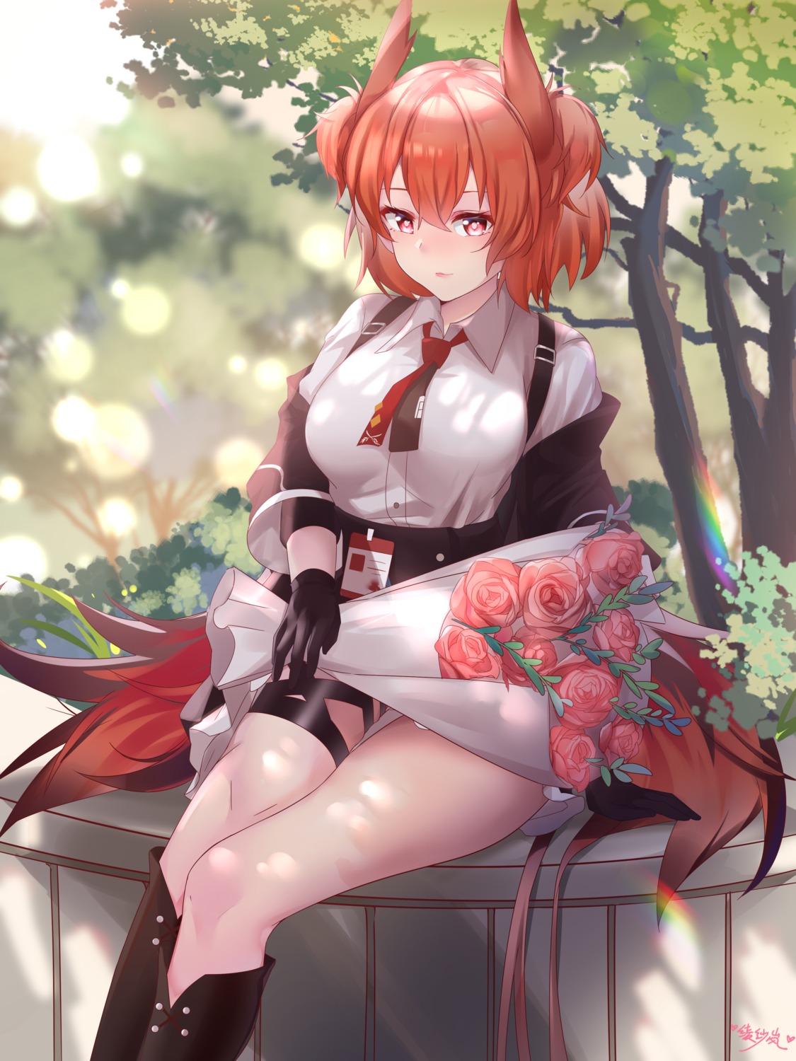 animal_ears, arknights, fiammetta_(arknights), garter, lingshalan, tail