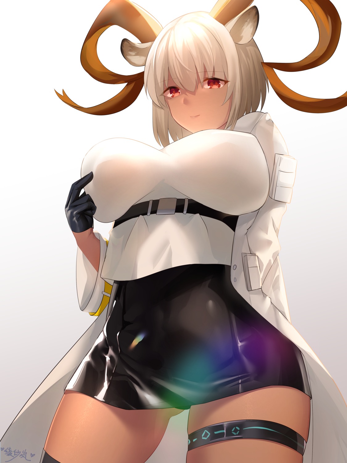 animal_ears, arknights, carnelian_(arknights), garter, horns, lingshalan, pantsu