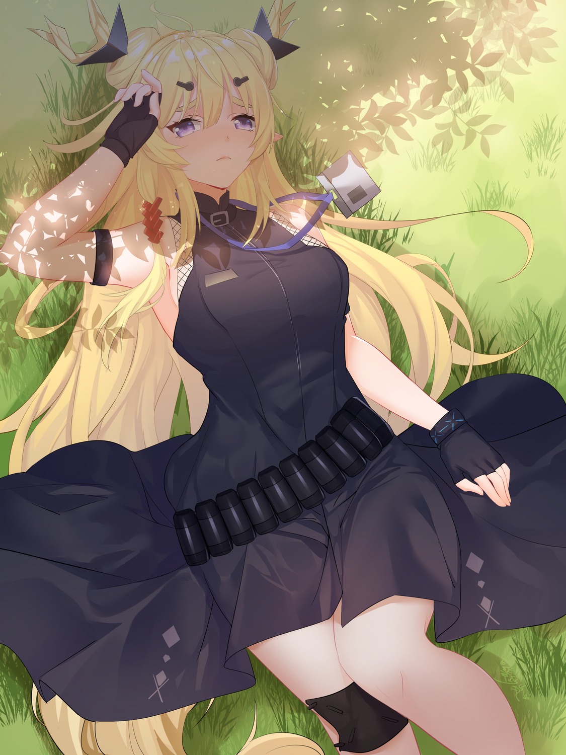 arknights, dress, leizi_(arknights), lingshalan, pointy_ears