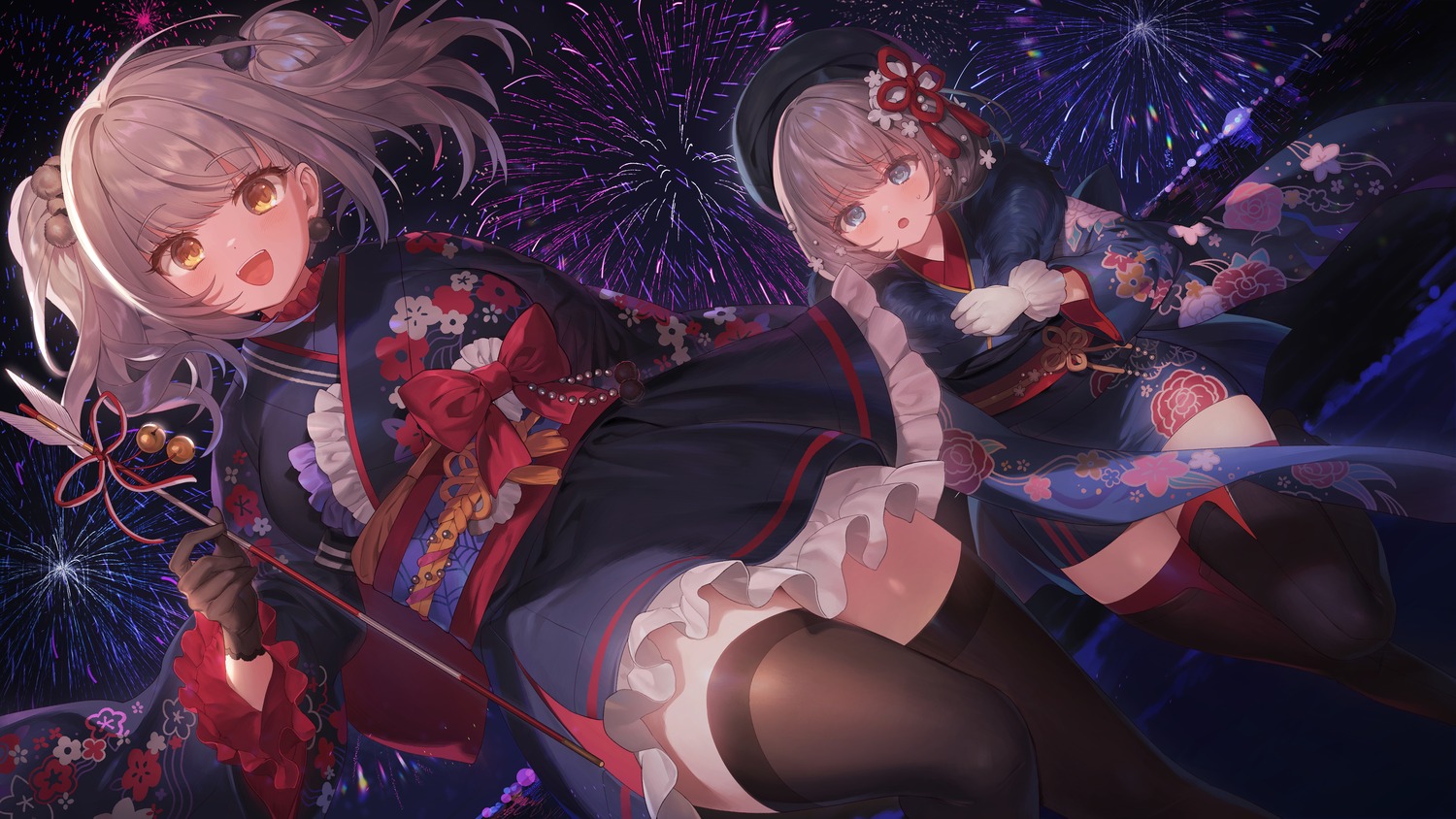 goddess_of_victory:_nikke, kimono, lolita_fashion, lunch_(lunchicken), thighhighs, vesti, wa_lolita