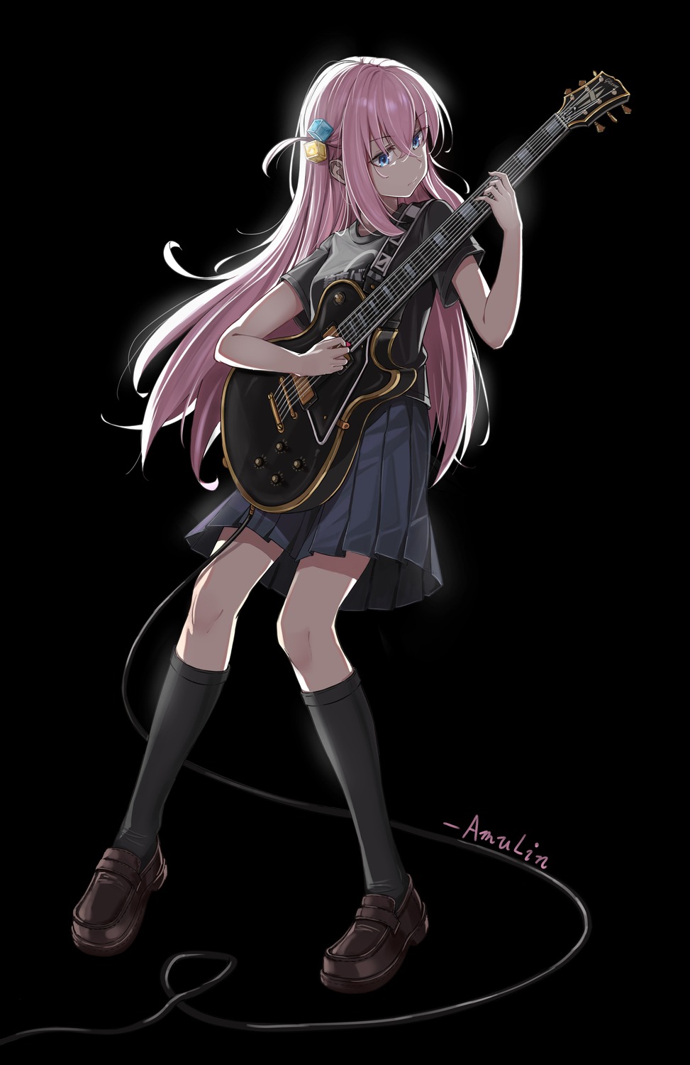 bocchi_the_rock!, gotou_hitori, guitar, quietmrcat, seifuku, uniform