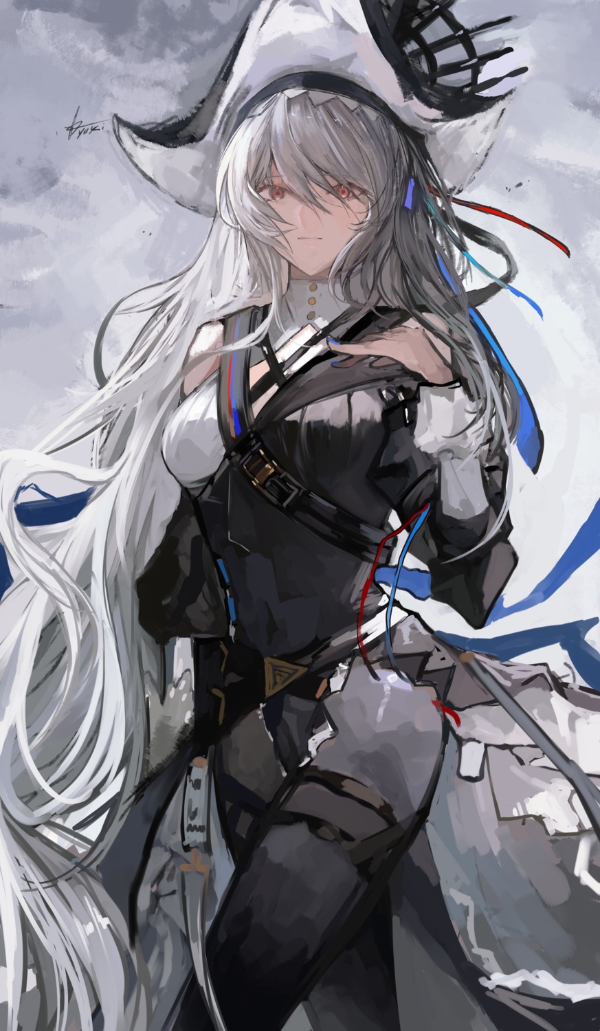 arknights, garter, pantyhose, sketch, specter_(arknights), yuki_flourish