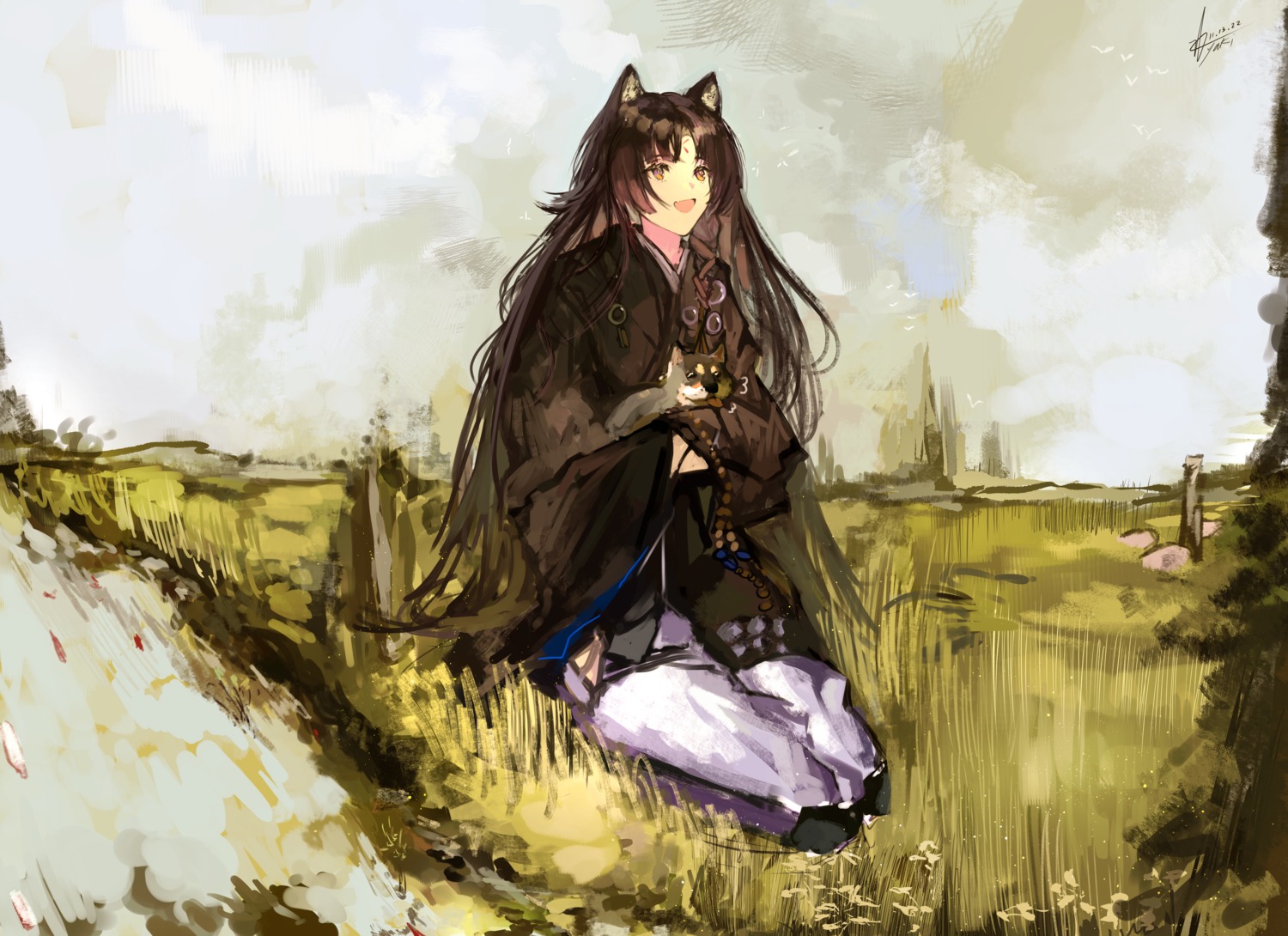 animal_ears, arknights, saga_(arknights), sketch, yuki_flourish