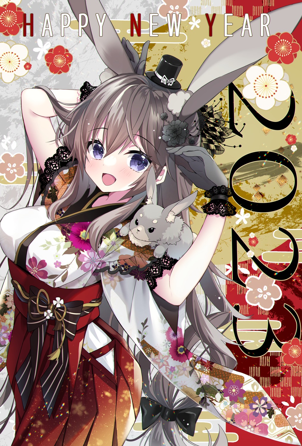 animal_ears, bunny_ears, japanese_clothes, touka_(07touka25)