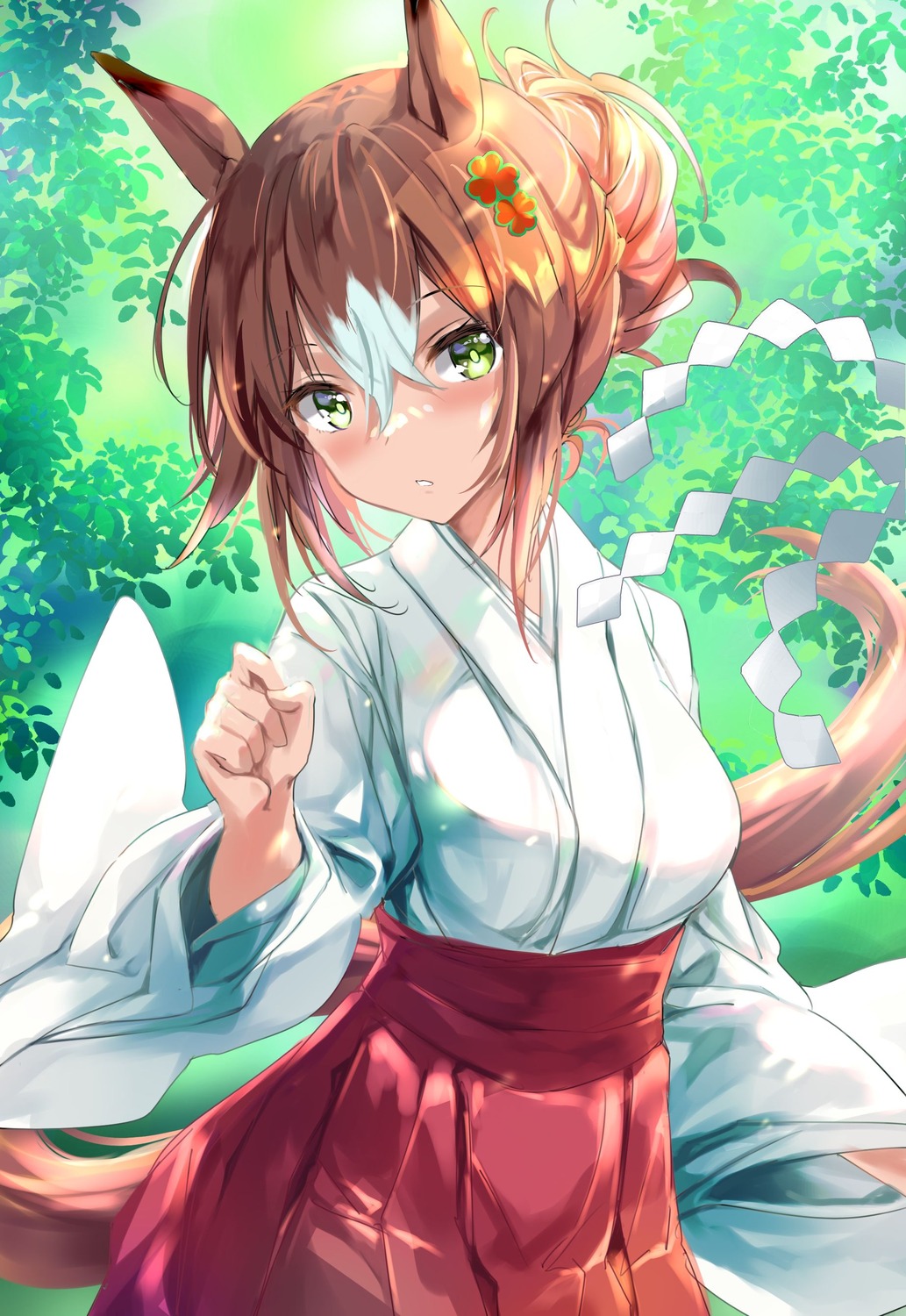 animal_ears, fine_motion_(umamusume), miko, tail, uma_musume_pretty_derby, uu-tan_(hushigi10)