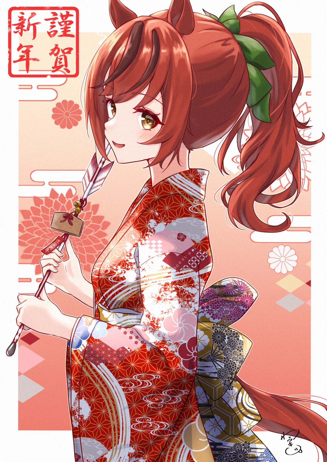 animal_ears, kimono, nice_nature_(umamusume), tail, uma_musume_pretty_derby, wazuki_tsuneha