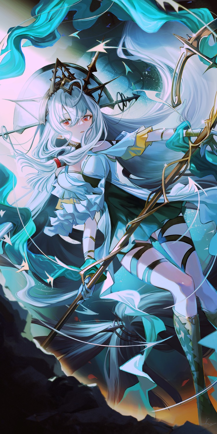 arknights, dress, fuyuumikou, garter, skadi_(arknights), weapon