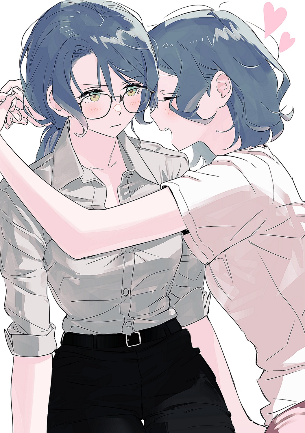 bang_dream!, bang_dream!_episode_of_roselia, dress_shirt, hikawa_hina, hikawa_sayo, megane, yuri, zihacheol