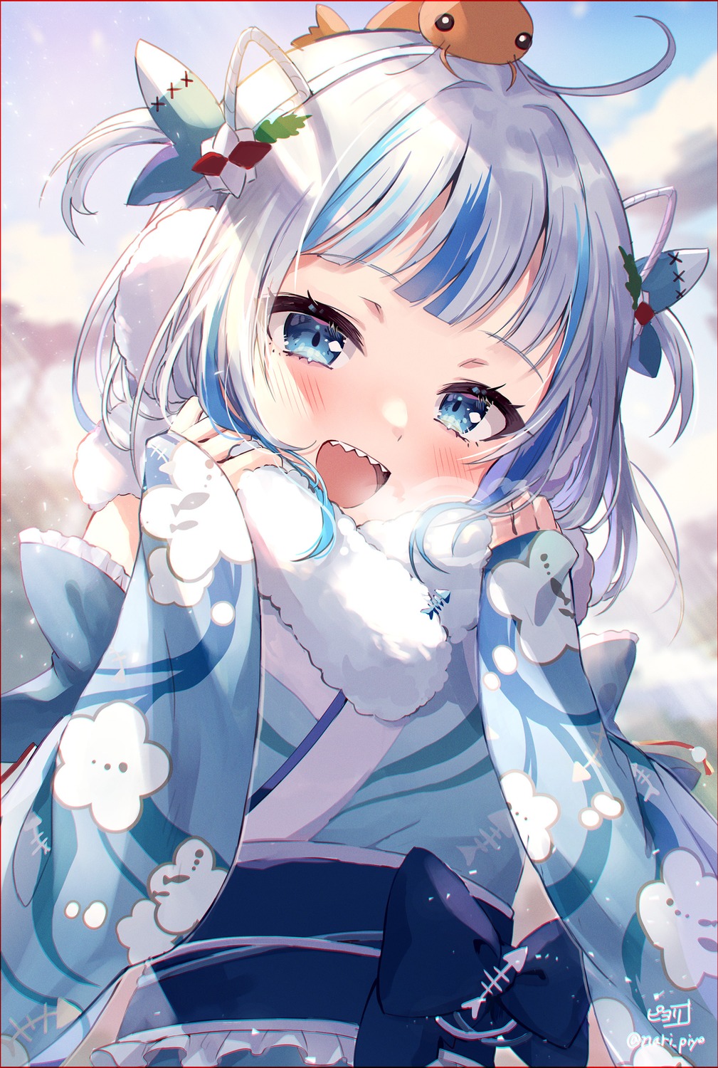 gawr_gura, hololive, hololive_english, kimono, piyoyanagi