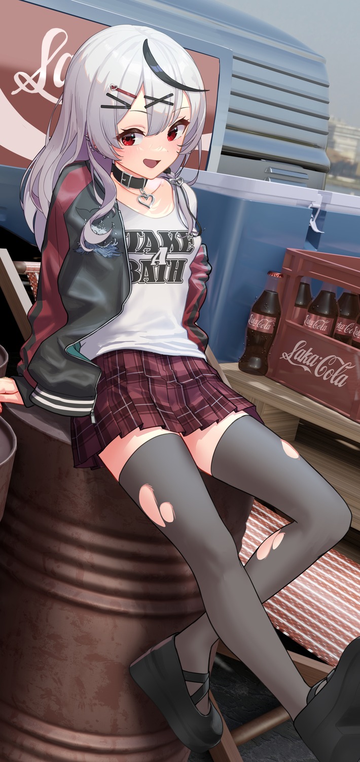 arimoto_wataru, hololive, sakamata_chloe, thighhighs, torn_clothes