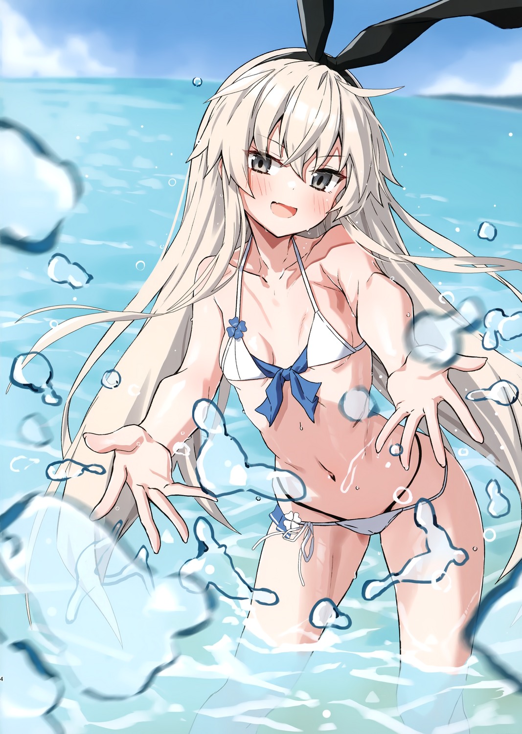 animal_ears, bikini, bunny_ears, kantai_collection, shimakaze_(kancolle), swimsuits, takanashi_kei_(hitsujikan), wet