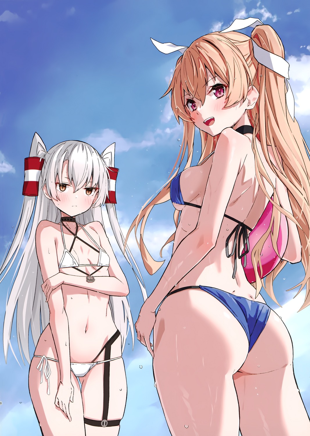 amatsukaze_(kancolle), ass, bikini, johnston_(kancolle), kantai_collection, swimsuits, takanashi_kei_(hitsujikan)