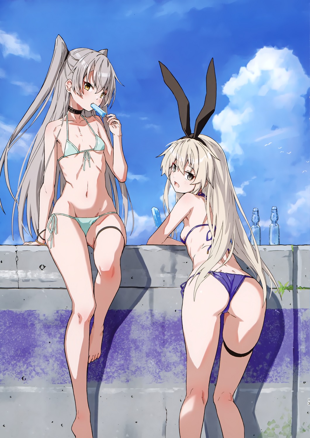 amatsukaze_(kancolle), animal_ears, ass, bikini, bunny_ears, garter, kantai_collection, shimakaze_(kancolle)