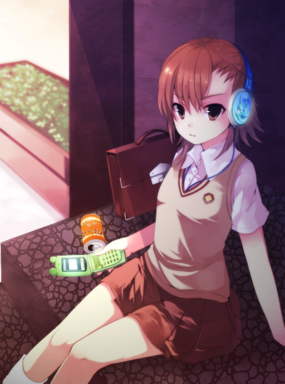 hase_neet, headphones, misaka_mikoto, seifuku, toaru_kagaku_no_railgun, toaru_majutsu_no_index