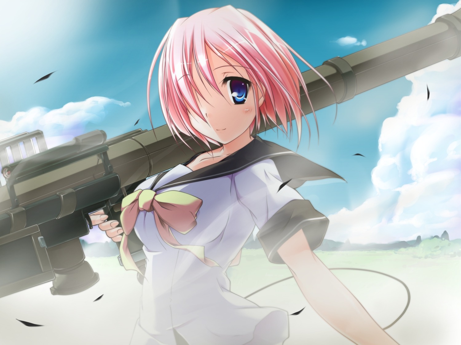 game_cg, gun, seifuku, sparkle!!, t-ray