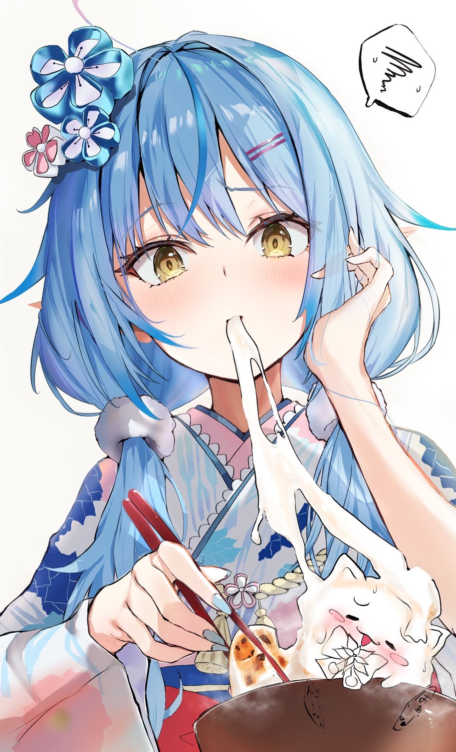 elf, hololive, kimono, mugiusagi, pointy_ears, yukihana_lamy