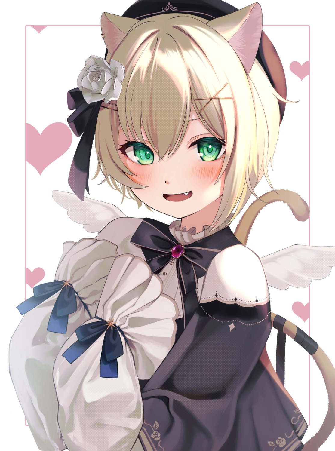 animal_ears, buket_pudding_i, iris_black_games, kurumi_noah, nekomimi, tail, vspo!, wings