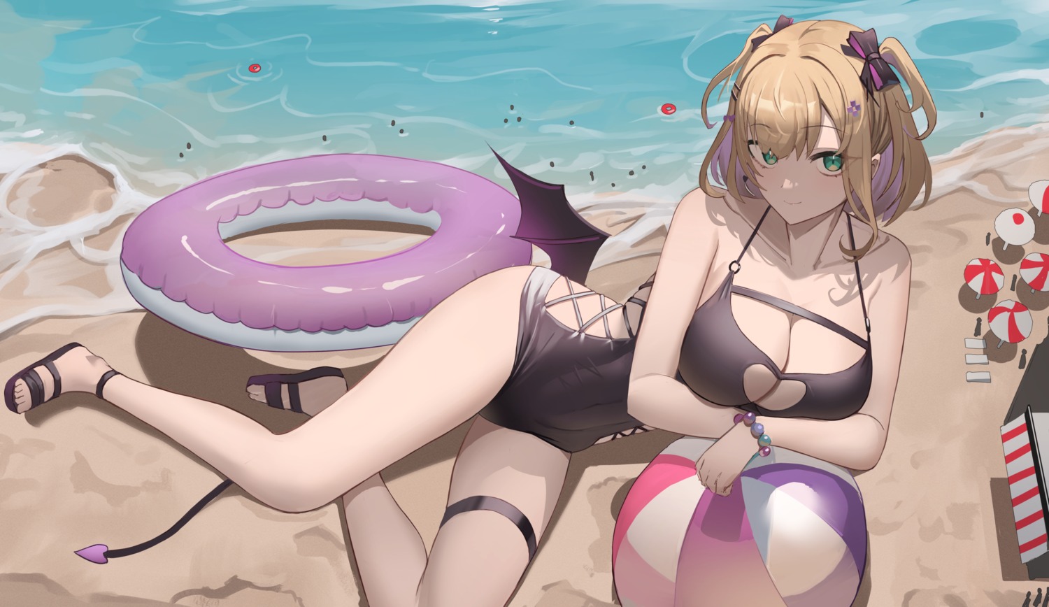 iris_black_games, jeze, kurumi_noah, swimsuits, tail, vspo!, wings