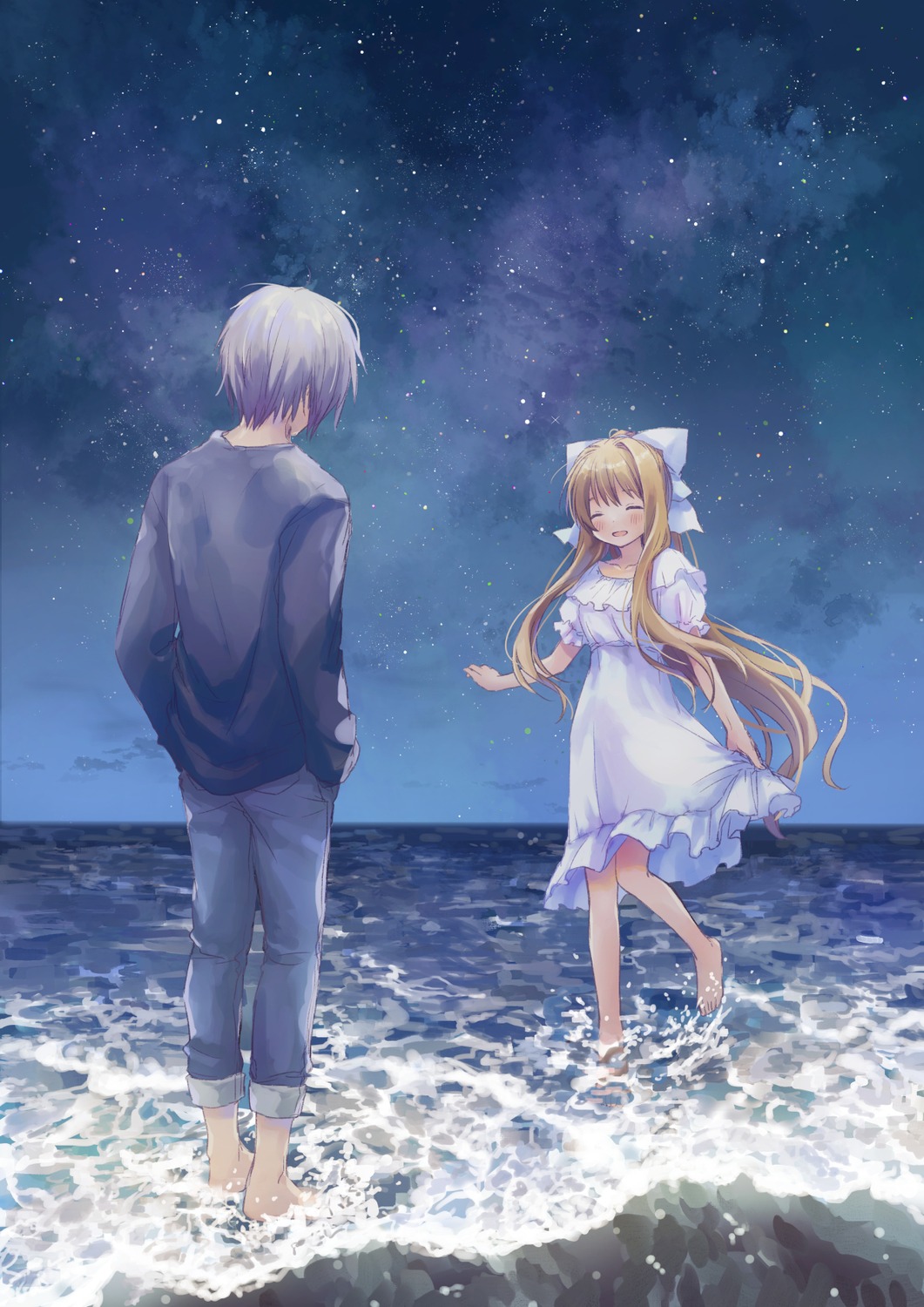 air, dress, hikari_(pixiv_4653742), kamio_misuzu, kunisaki_yukito, wet