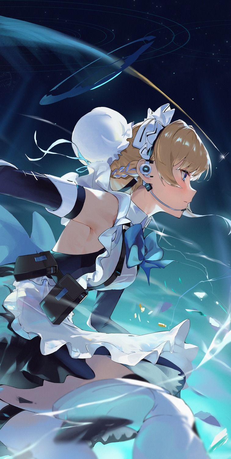 asuma_toki, blue_archive, halo, maid, sadan1317, thighhighs