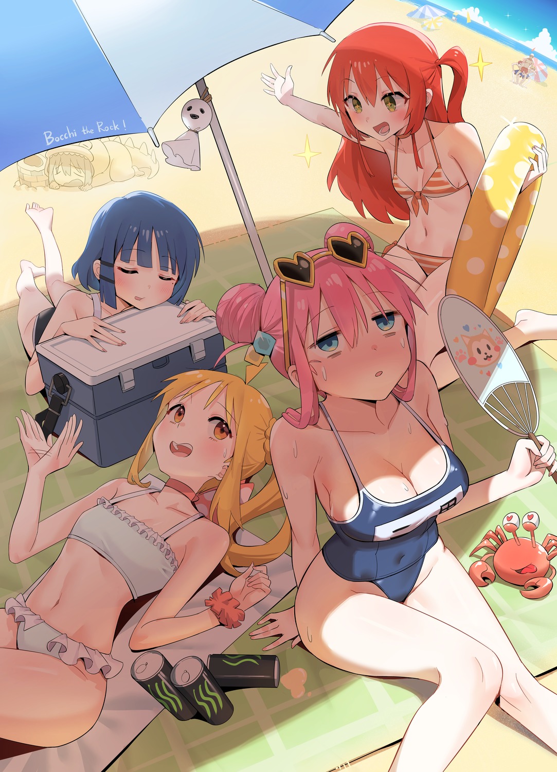 bikini, bocchi_the_rock!, chen_yang_yang, gotou_hitori, ijichi_nijika, kita_ikuyo, megane, school_swimsuit, swimsuits, yamada_ryou