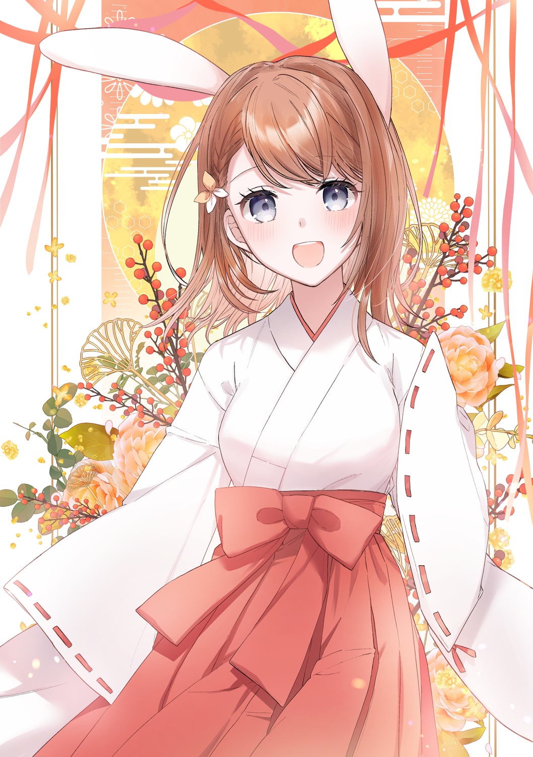 animal_ears, bunny_ears, mairu003, miko