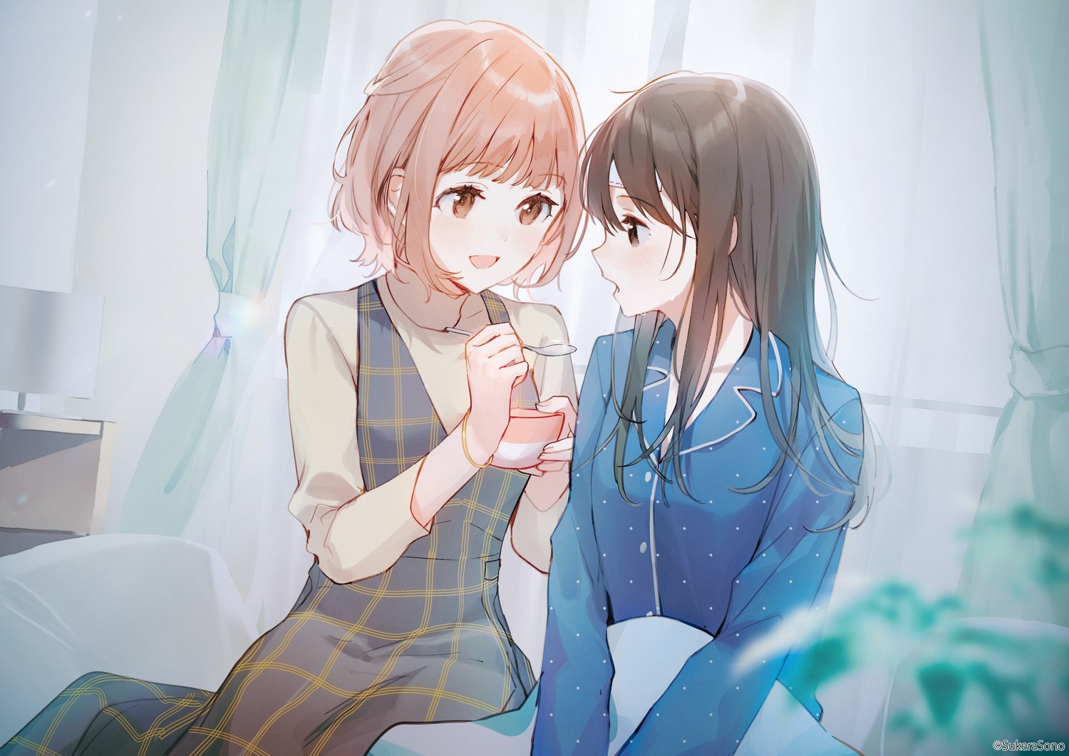 dress, pajama, raemz, sheets, sukerasono, yuri