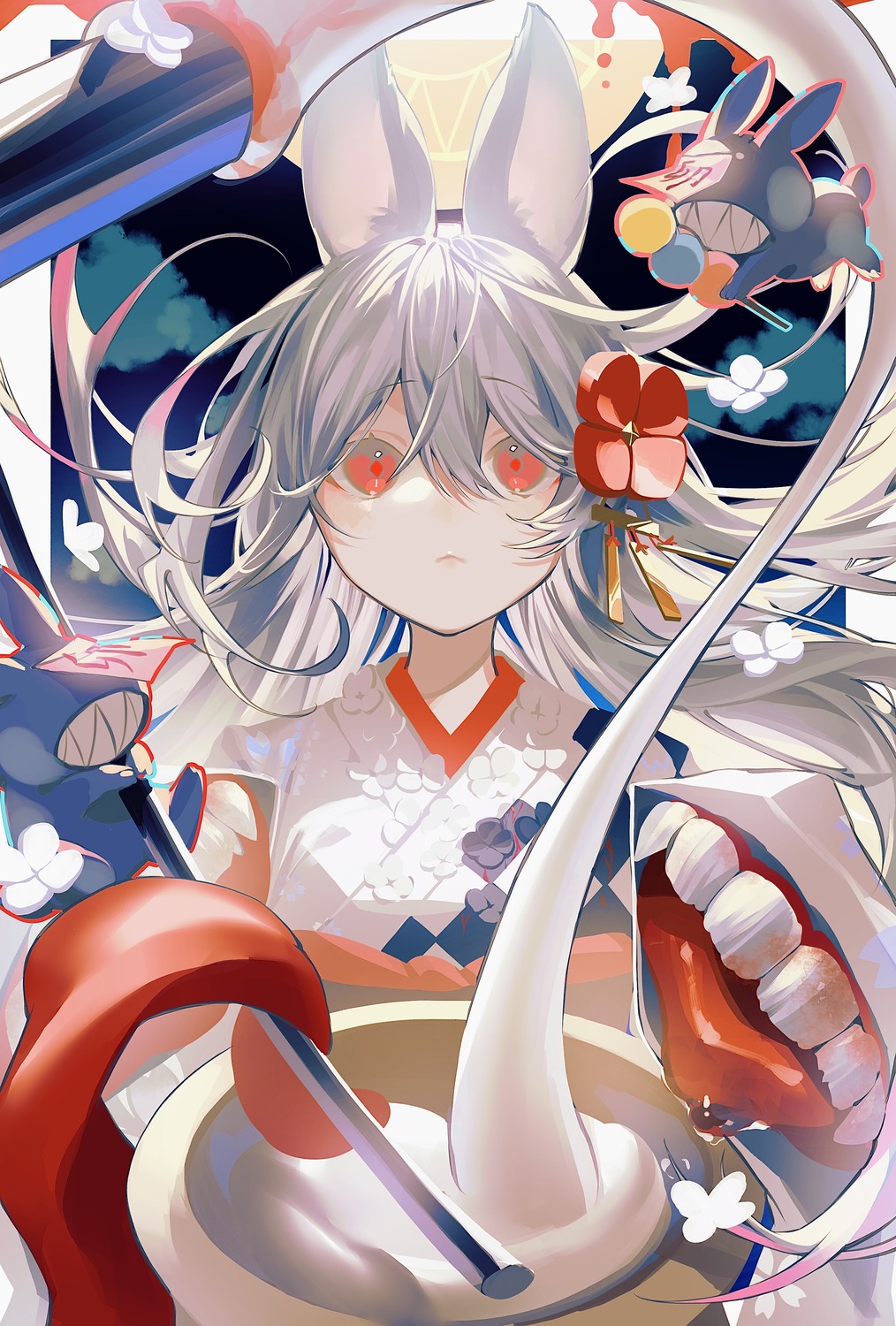 animal_ears, bunny_ears, japanese_clothes, karonaru