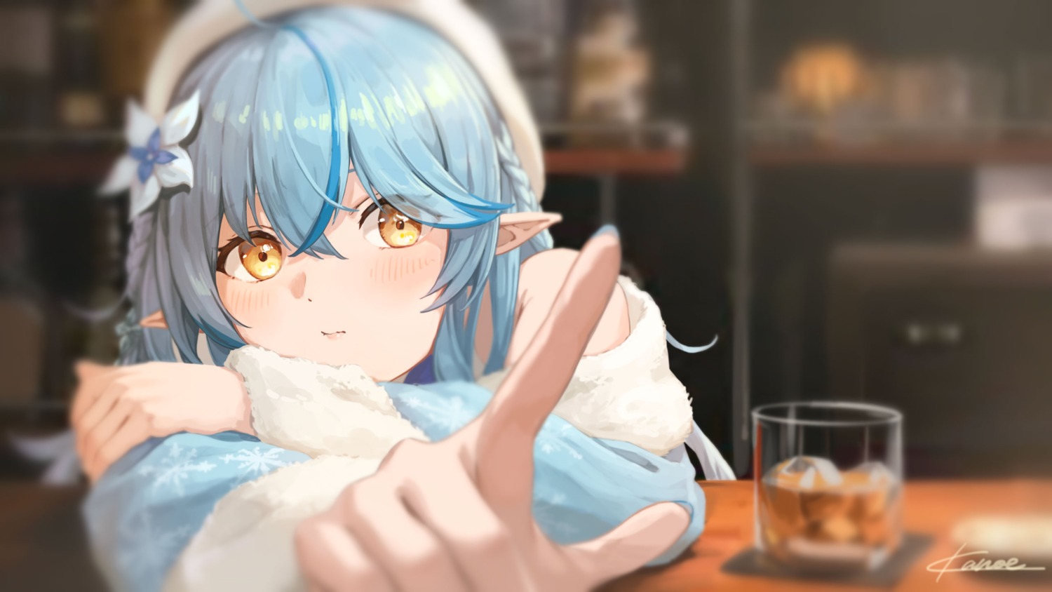 elf, hololive, kanoe_(tatsukanoe), pointy_ears, wallpaper, yukihana_lamy