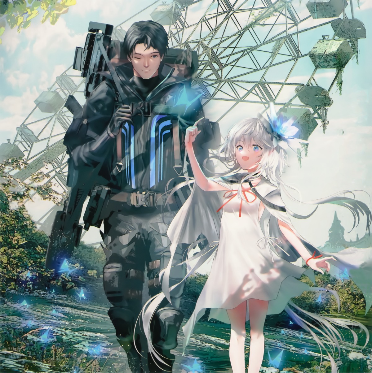 dress, gun, philia_(tsui_no_stella), swav, tsui_no_stella, uniform