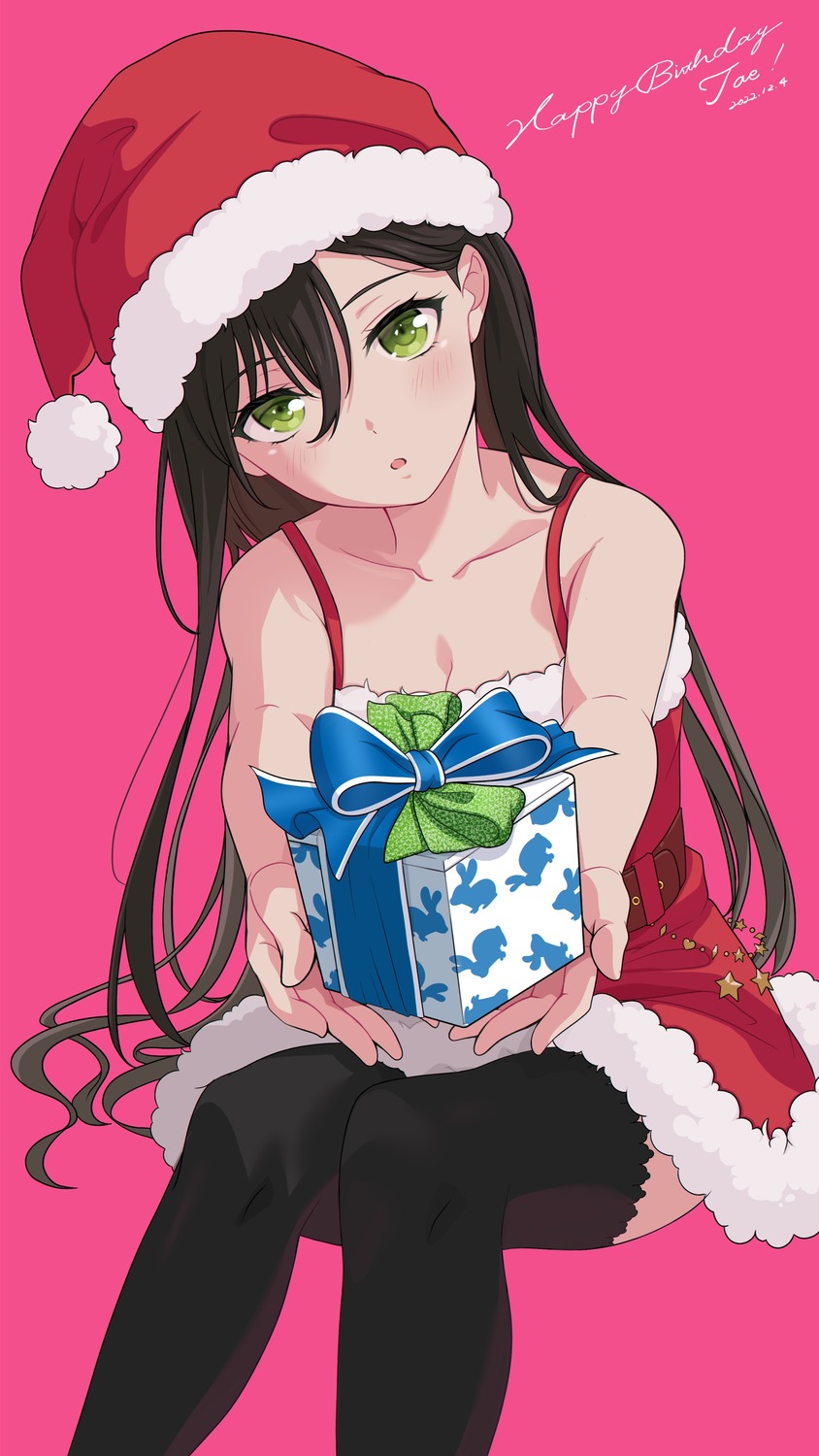 bang_dream!, christmas, dress, hanazono_tae, nobusawa_osamu, thighhighs