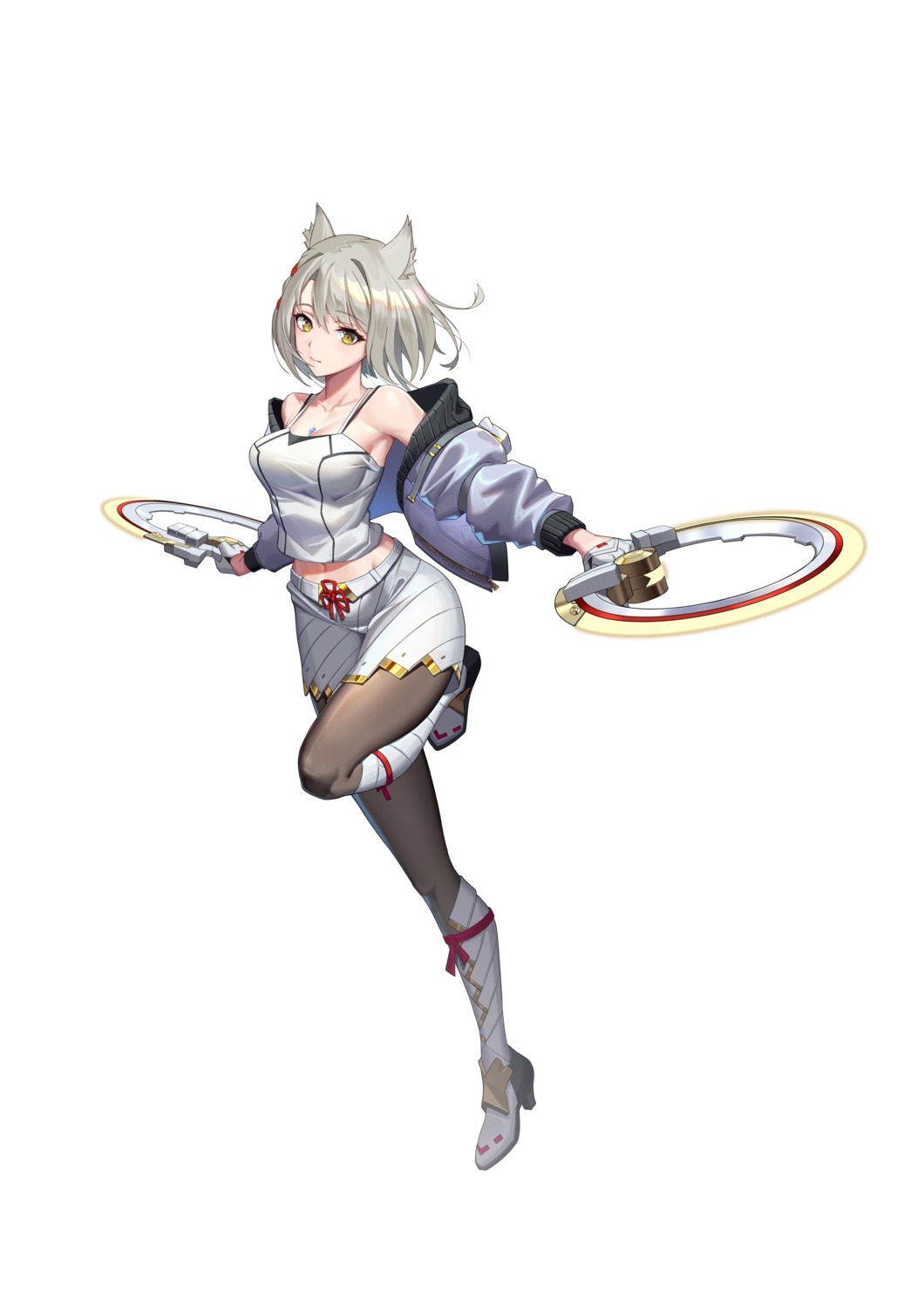 animal_ears, heels, mio_(xenoblade_3), nekomimi, northman, pantyhose, weapon, xenoblade_(series)