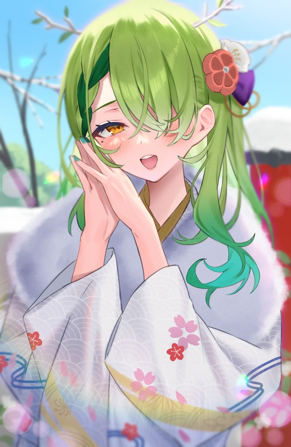 ceres_fauna, gukurosawa01, hololive, hololive_english, horns, kimono