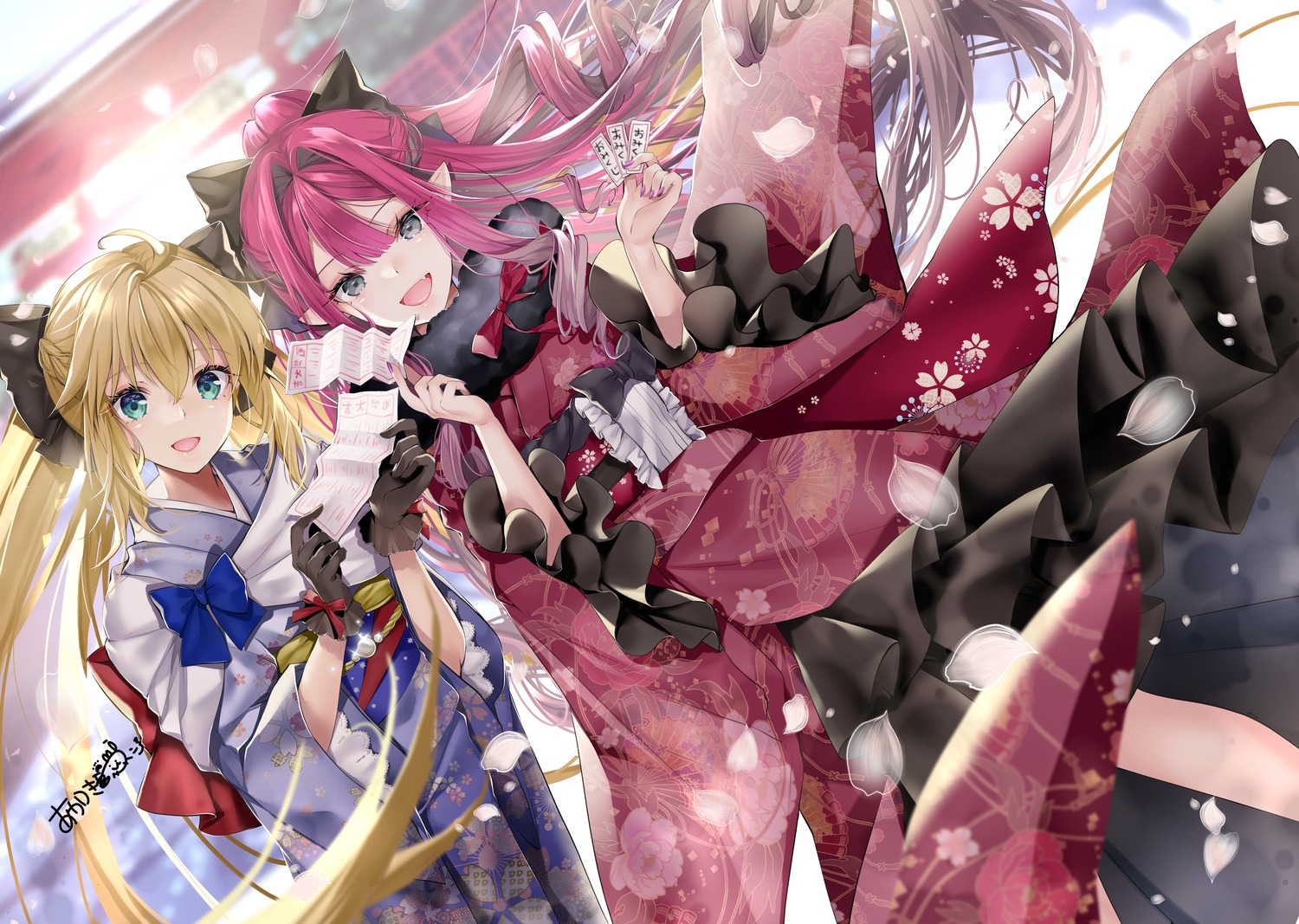 akatsuki_hijiri, artoria_caster_(fate), baobhan_sith_(fate), fate/grand_order, kimono, lolita_fashion, pointy_ears, wa_lolita