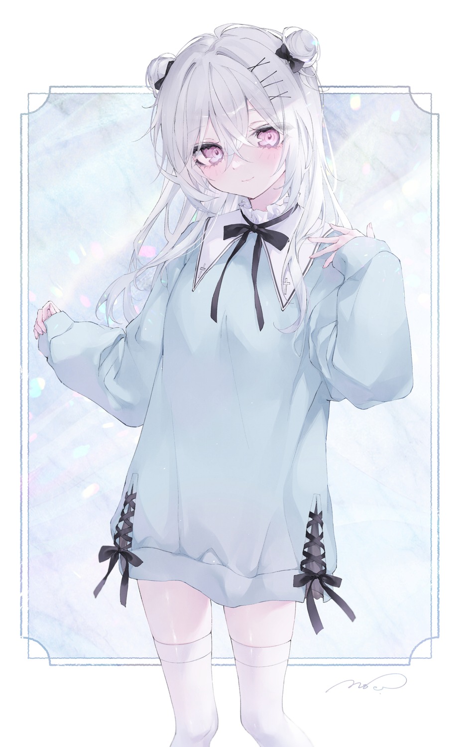 dress, hagoromo_mayo, indie_virtual_youtuber, si10ra, thighhighs