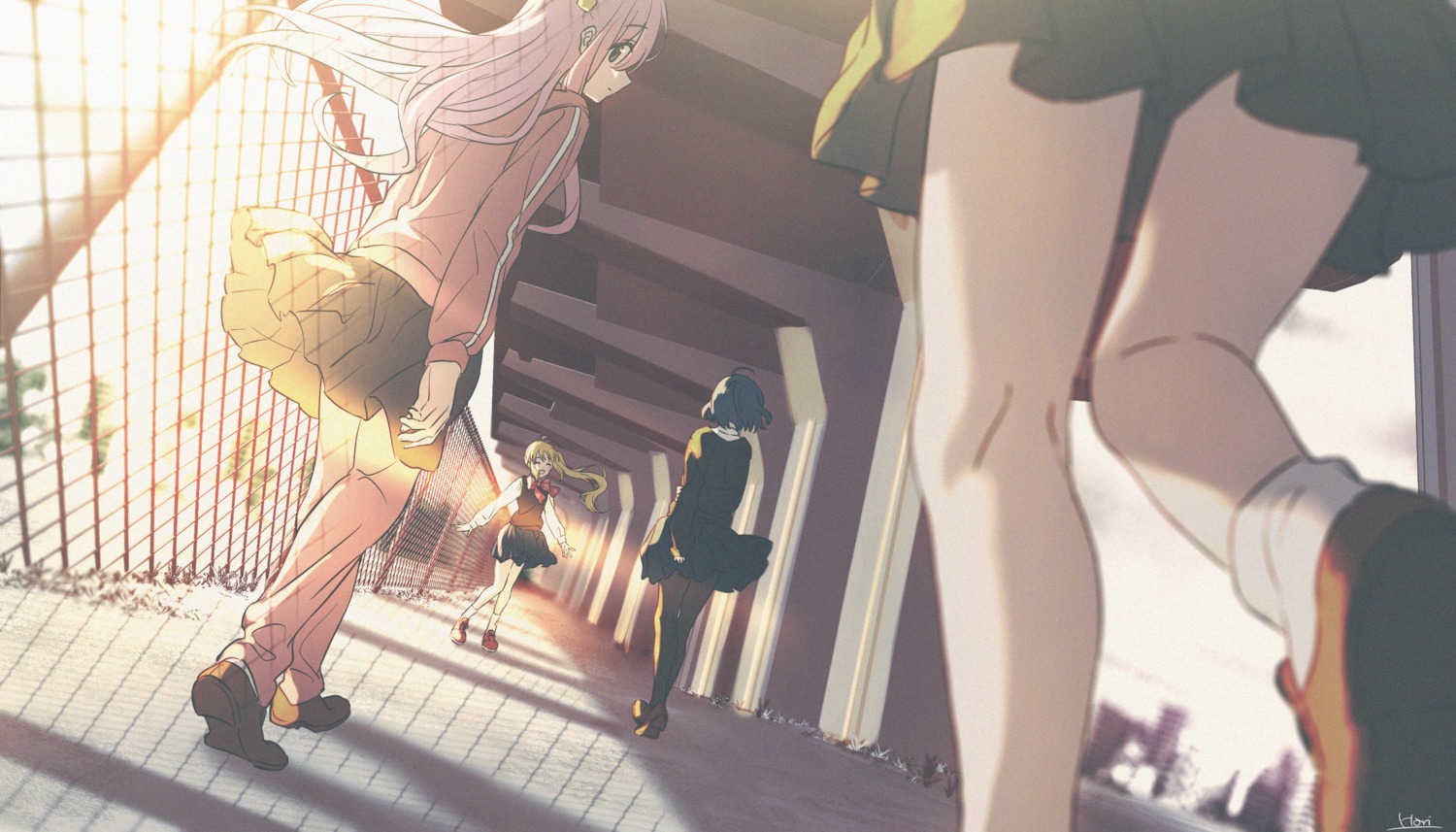 bocchi_the_rock!, gotou_hitori, gym_uniform, hari611, ijichi_nijika, pantyhose, seifuku, sweater, yamada_ryou