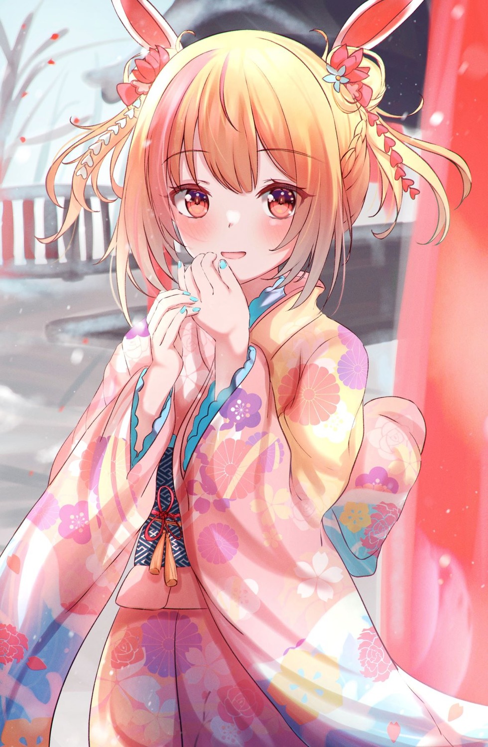 animal_ears, bunny_ears, kimono, umidemi