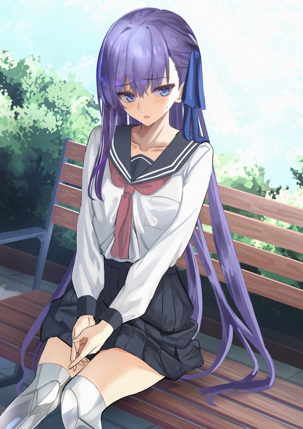 fate/grand_order, kesoshirou, meltryllis, seifuku, thighhighs