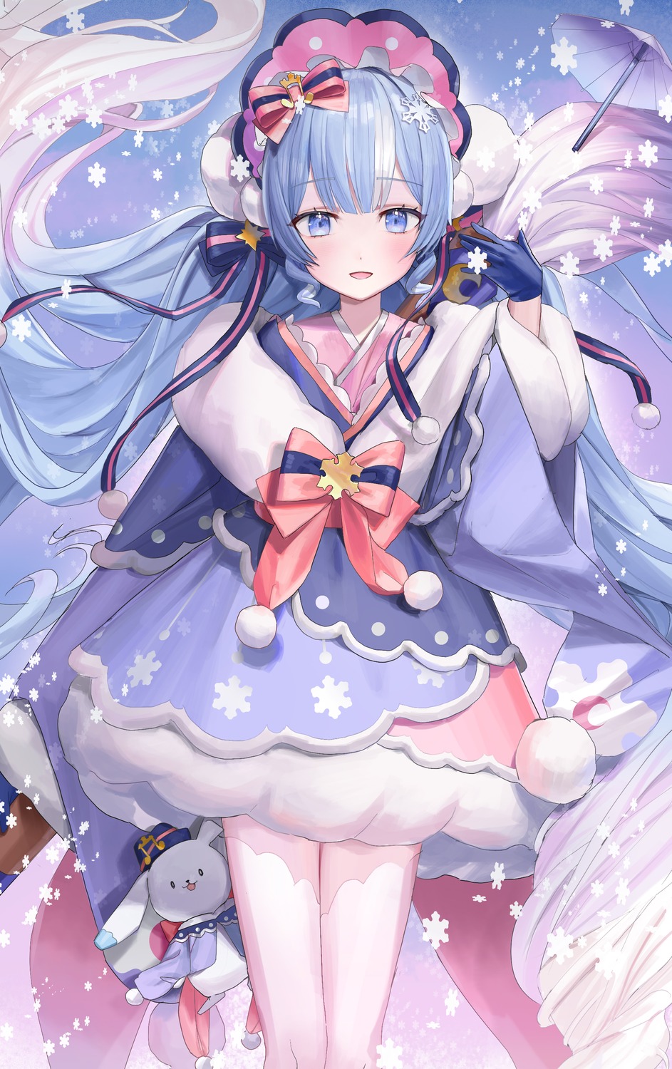 hatsune_miku, let_ssa, lolita_fashion, rabbit_yukine, thighhighs, vocaloid, wa_lolita, yuki_miku