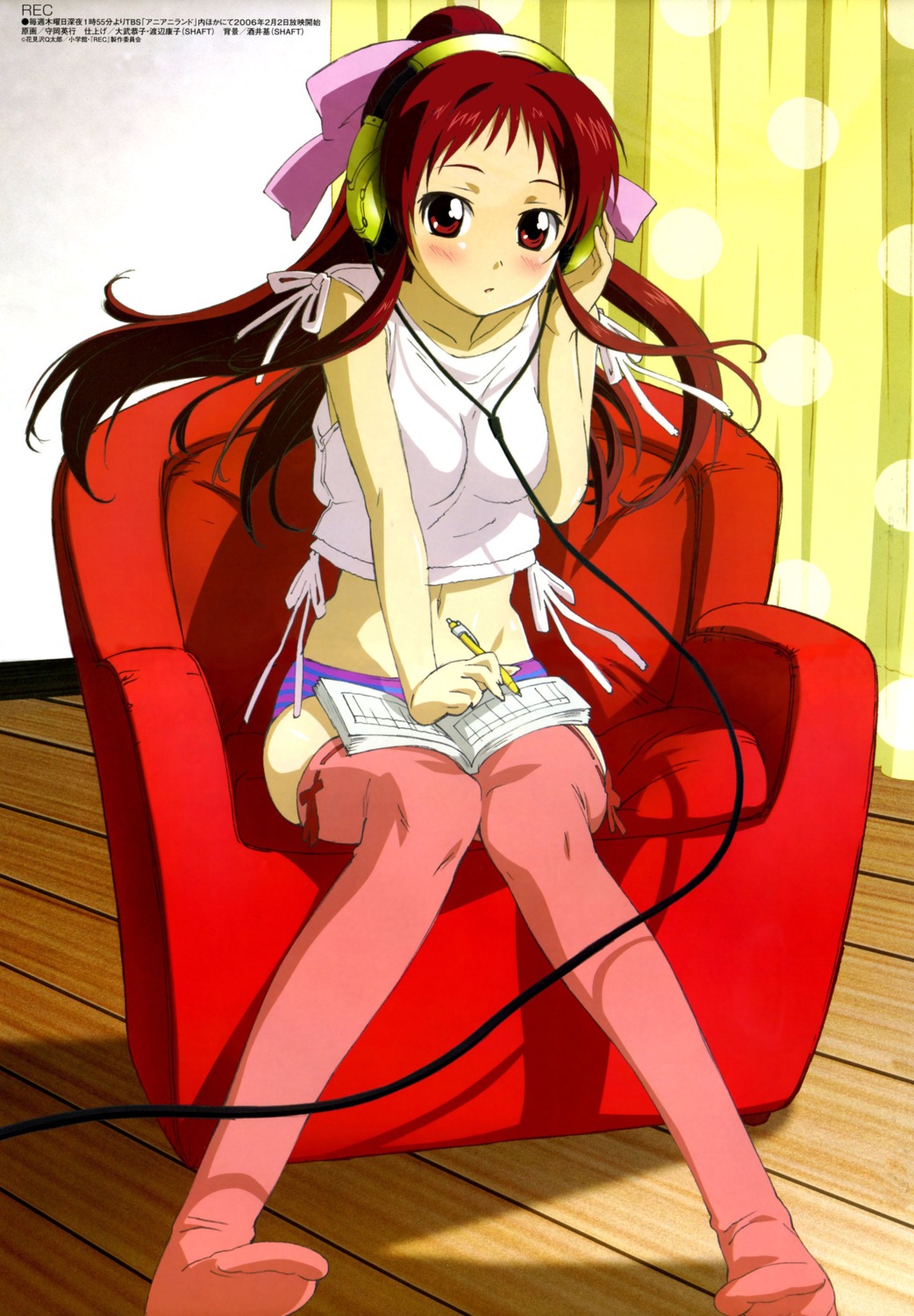 headphones, morioka_hideyuki, onda_aka, pantsu, rec, shimapan, thighhighs