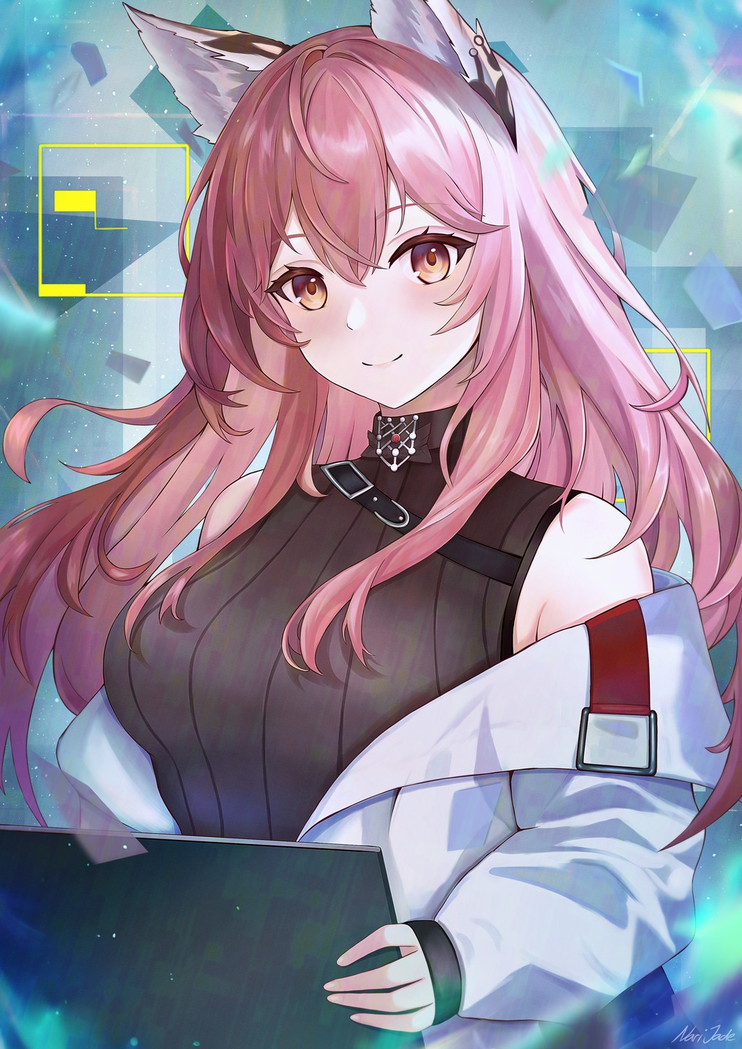 animal_ears, girls_frontline_neural_cloud, narijade, persica_(girls_frontline), sweater