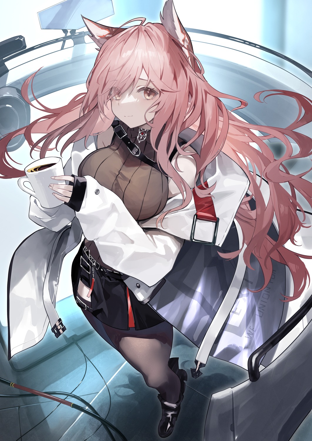 amagasa_yun, animal_ears, girls_frontline_neural_cloud, pantyhose, persica_(girls_frontline), sweater