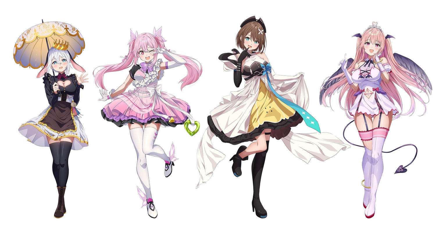 animal_ears, bunny_ears, cleavage, garter, heels, narumi_nanami, no_bra, palette_project