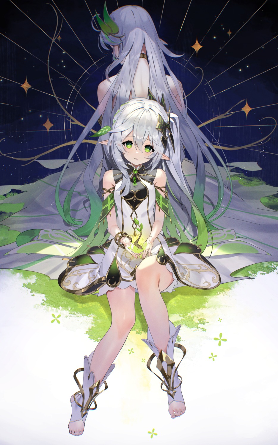 bloomers, dress, genshin_impact, nahida, pointy_ears, rukkhadevata, scottie