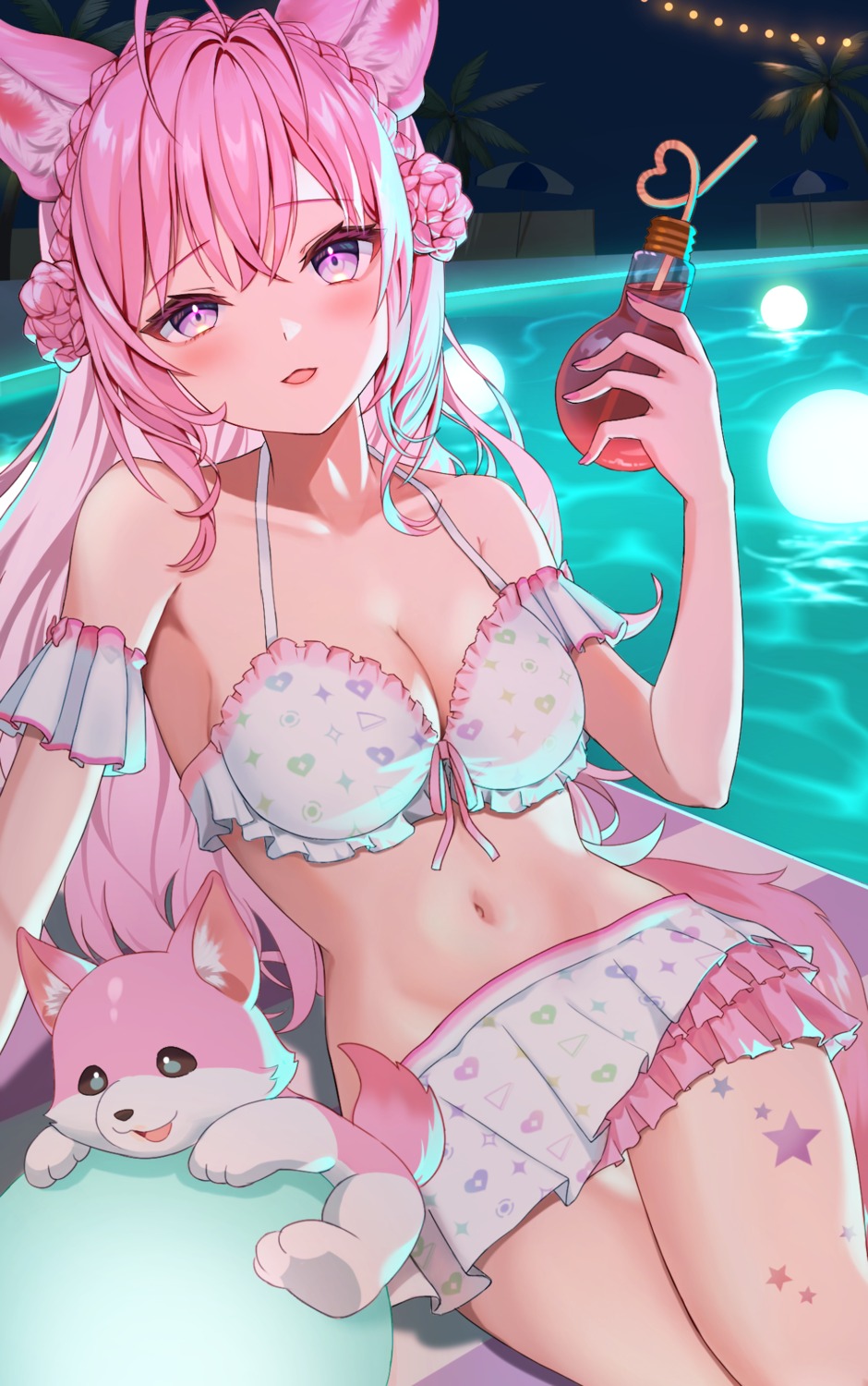 animal_ears, bikini, cleavage, hakui_koyori, hololive, sable_mint, swimsuits
