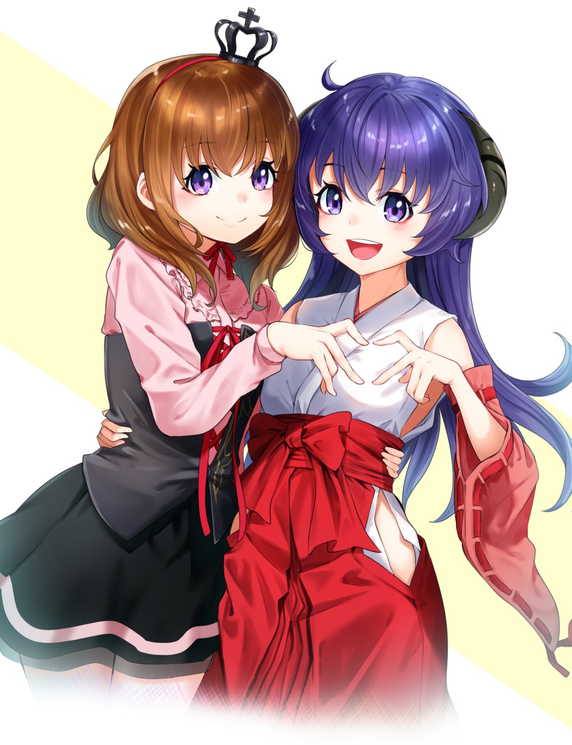 crossover, hanyuu, higurashi_no_naku_koro_ni, horns, m.tokotsu, miko, umineko_no_naku_koro_ni, ushiromiya_maria