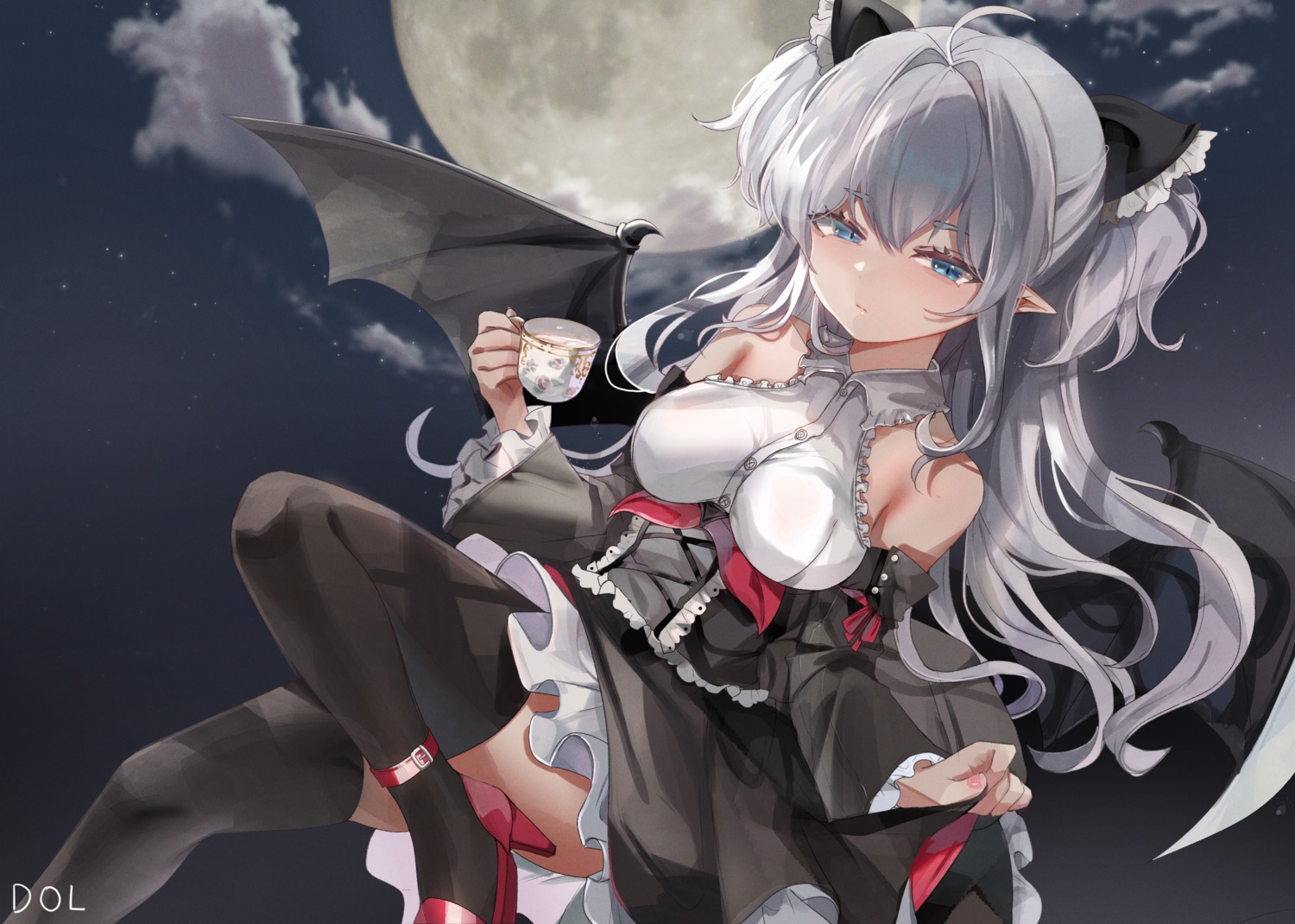 dolechan, pointy_ears, thighhighs, wings