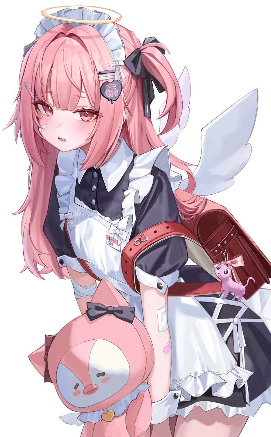 angel, bandaid, maid, riko_(rik0ring), tsukiyomi_ai, wings